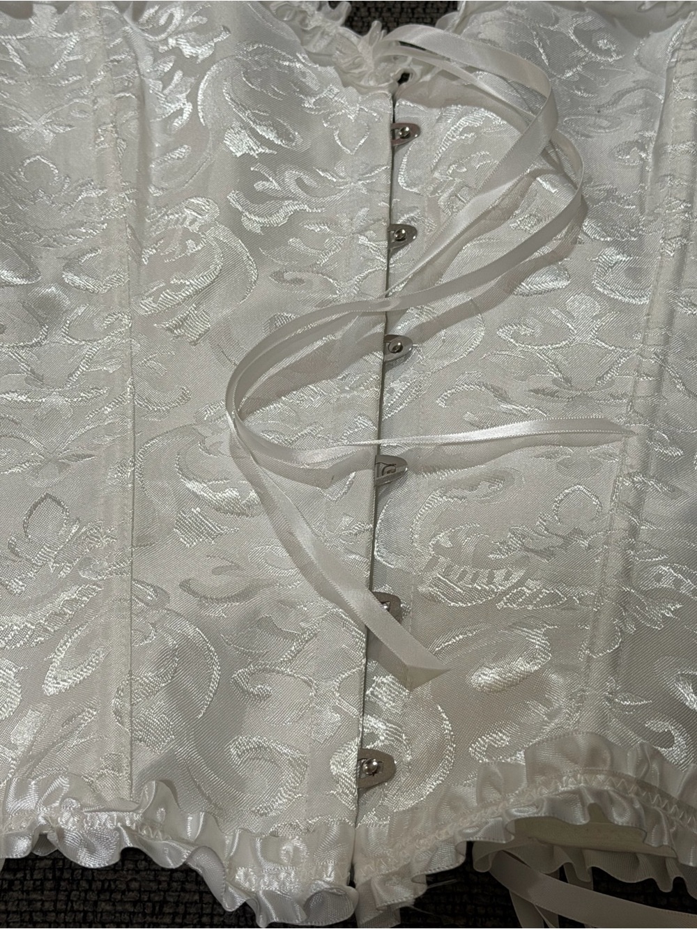 White Lace-Embroidered Strapless Bustier with 10+ sturdy boning - Picture 2 of 7